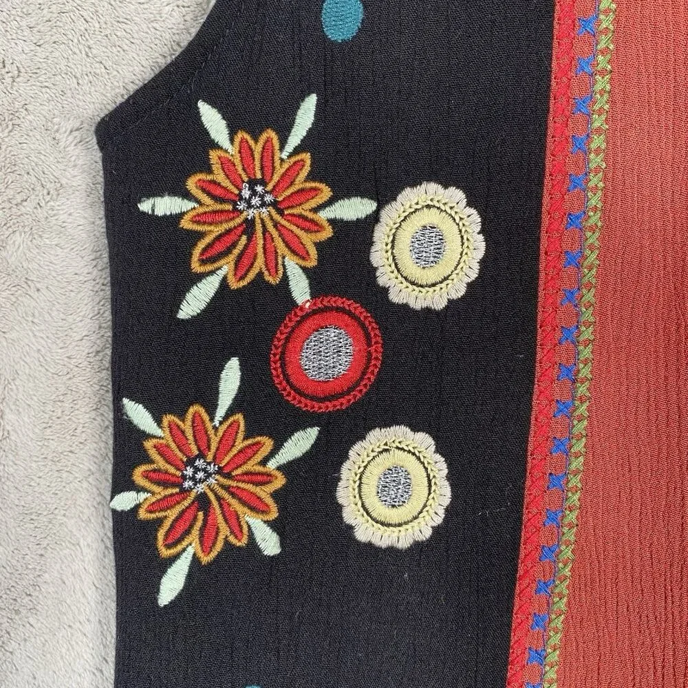 Desigual Creta Dress 38 Boho Embroidered Mixed Print Eclectic Ethnic Patchwork - Picture 8 of 16